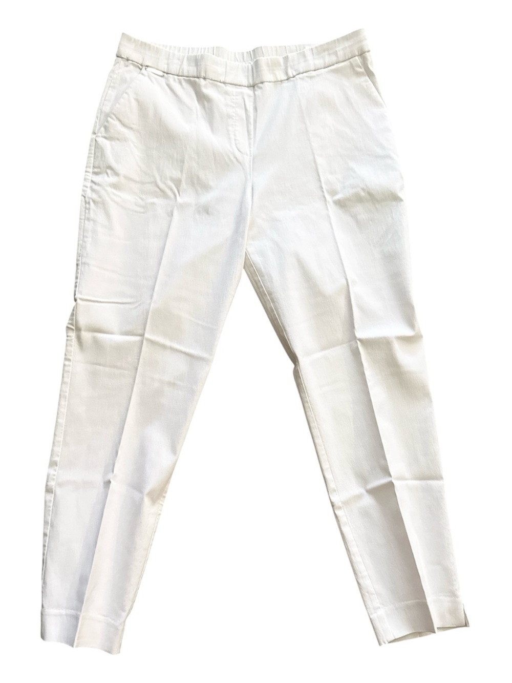 SUSAN GRAVER Crisp White Stretchy Cotton Pull-On Pants Straight Leg Plus Size 16